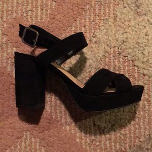 NEW Black High Block Heeled Pumps